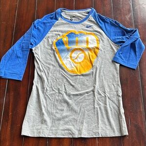 Nike Milwaukee Brewers elbow sleeve baseball tee
